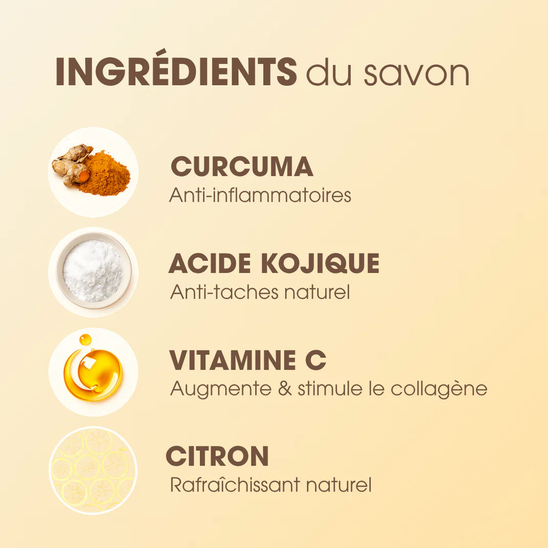 Savon Anti-Taches au Curcuma et à l’Acide Kojique